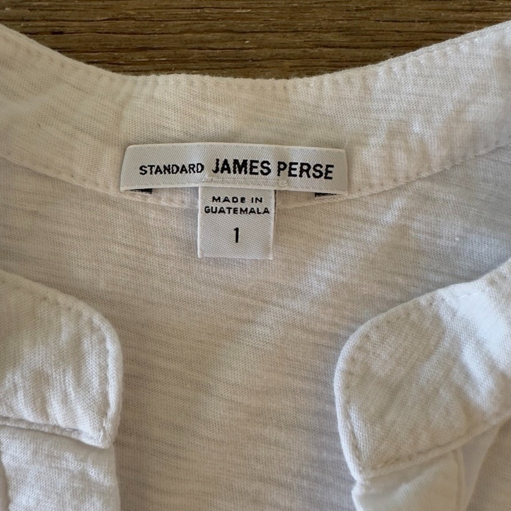 Standard JAMES PERSE White V-Neck Slub Button Down Henley Shirt-Women's Sze 1 - Picture 2 of 15